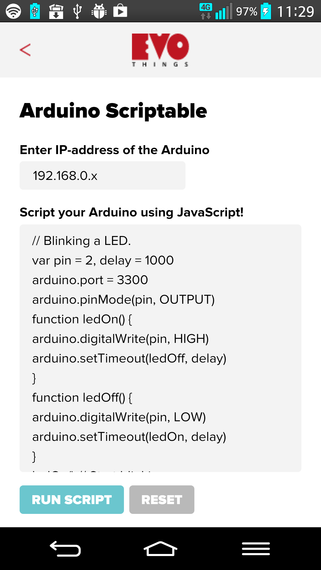 Arduino LED Blink Script